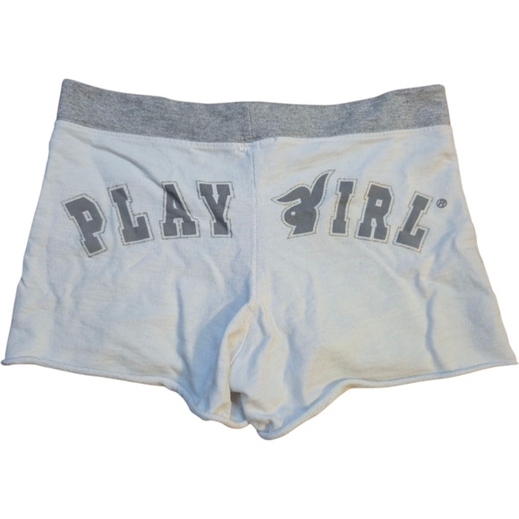 PLAYGIRLZ Women's L White Gray Lounge Shorts Made in USA Cotton “PLAY GIRL” - Picture 1 of 7